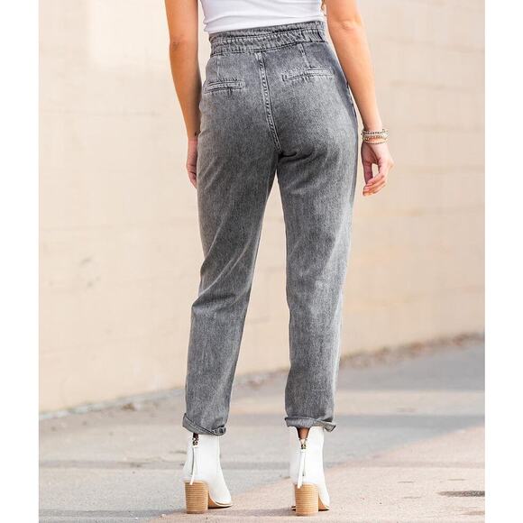 Kancan 90s Slouch Jeans Size 26 Washed Gray Ultra High Rise Waist Cropped Casual - Picture 2 of 9